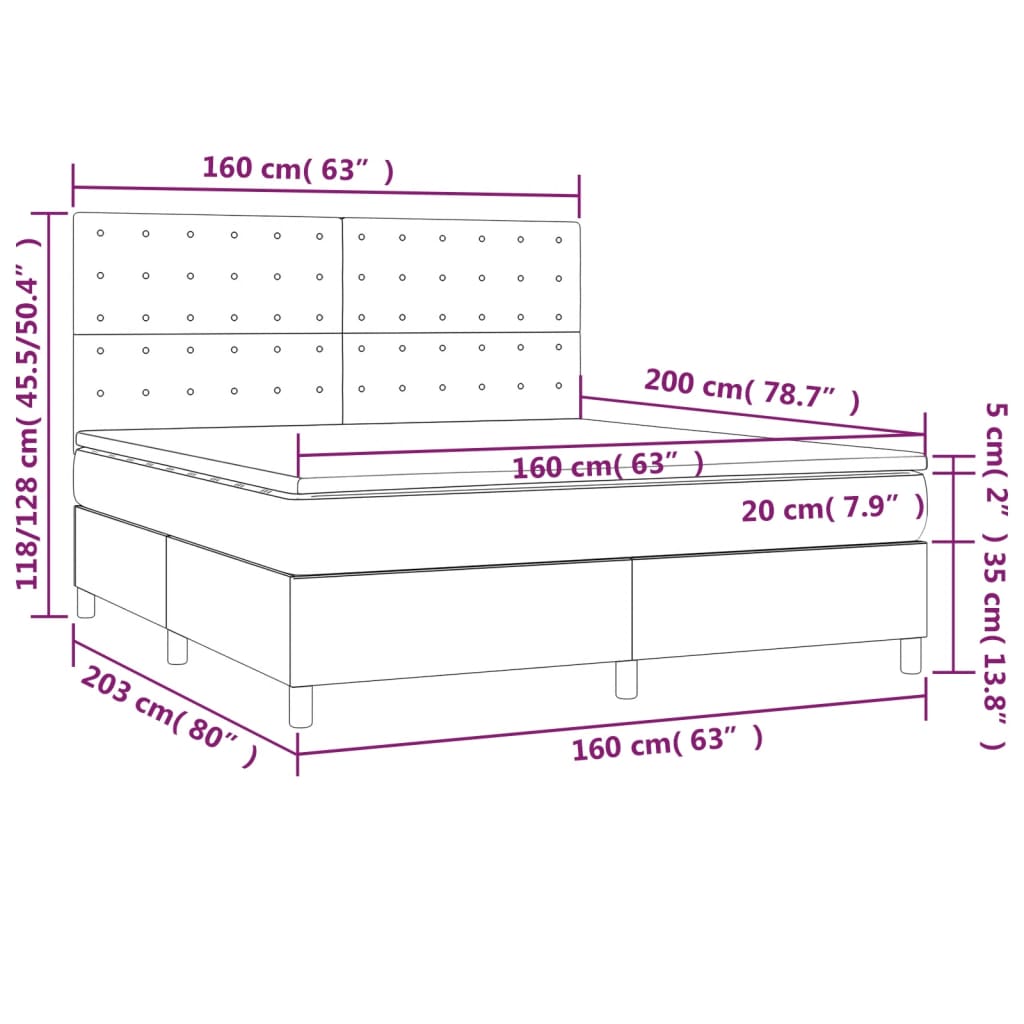 vidaXL Sommier à lattes de lit avec matelas Cappuccino 160x200 cm