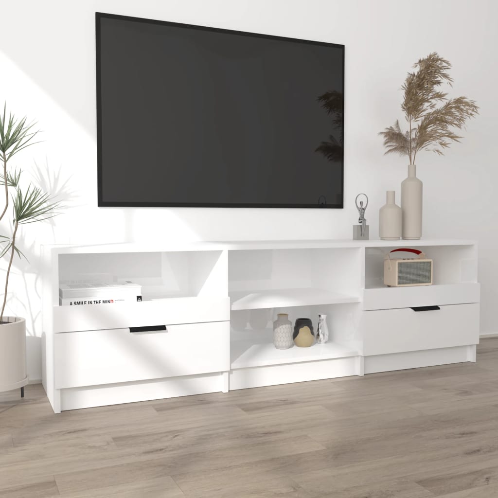 vidaXL Meuble TV Blanc brillant 150x33,5x45 cm Bois d'ingénierie