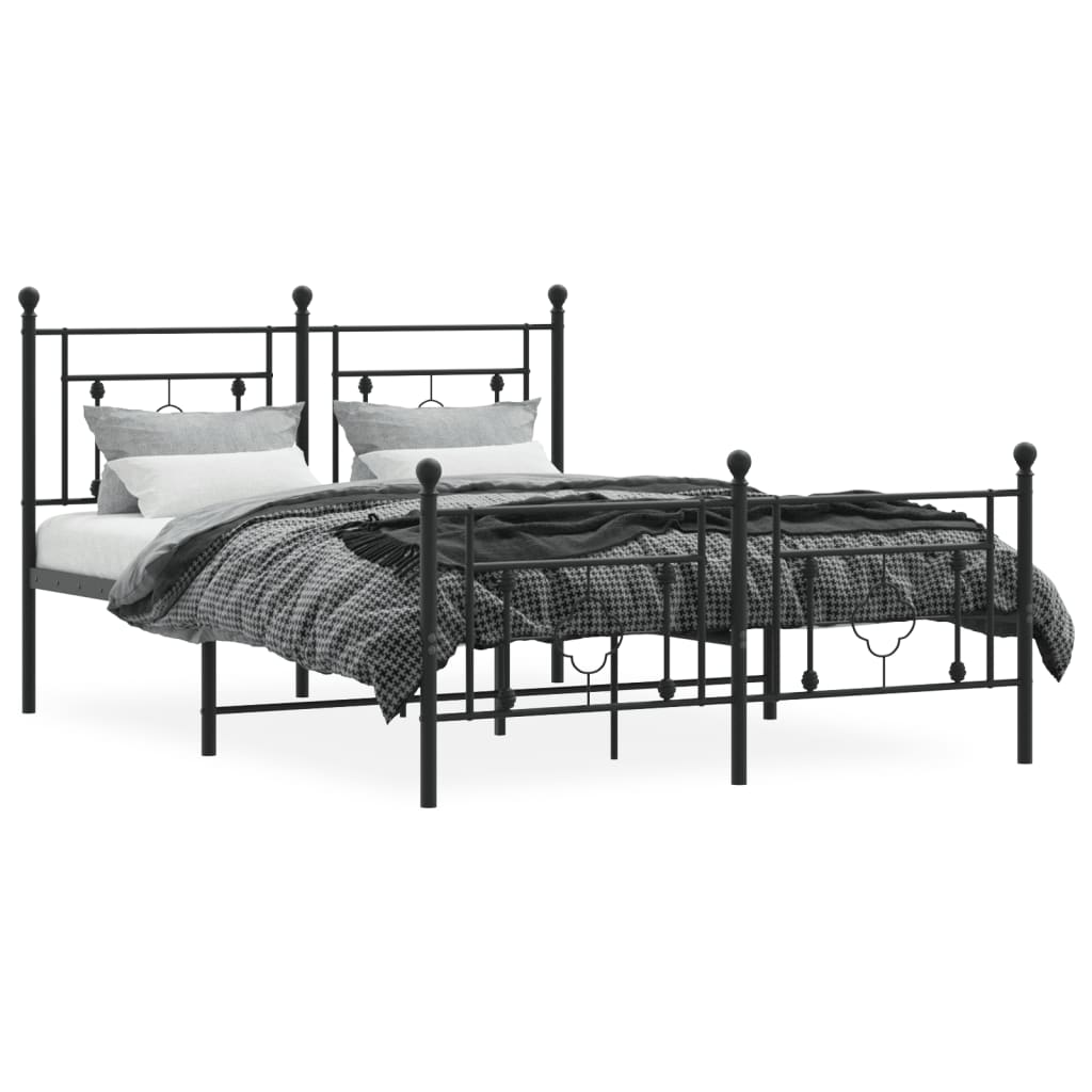 vidaXL Cadre de lit métal sans matelas avec pied de lit noir 140x190cm