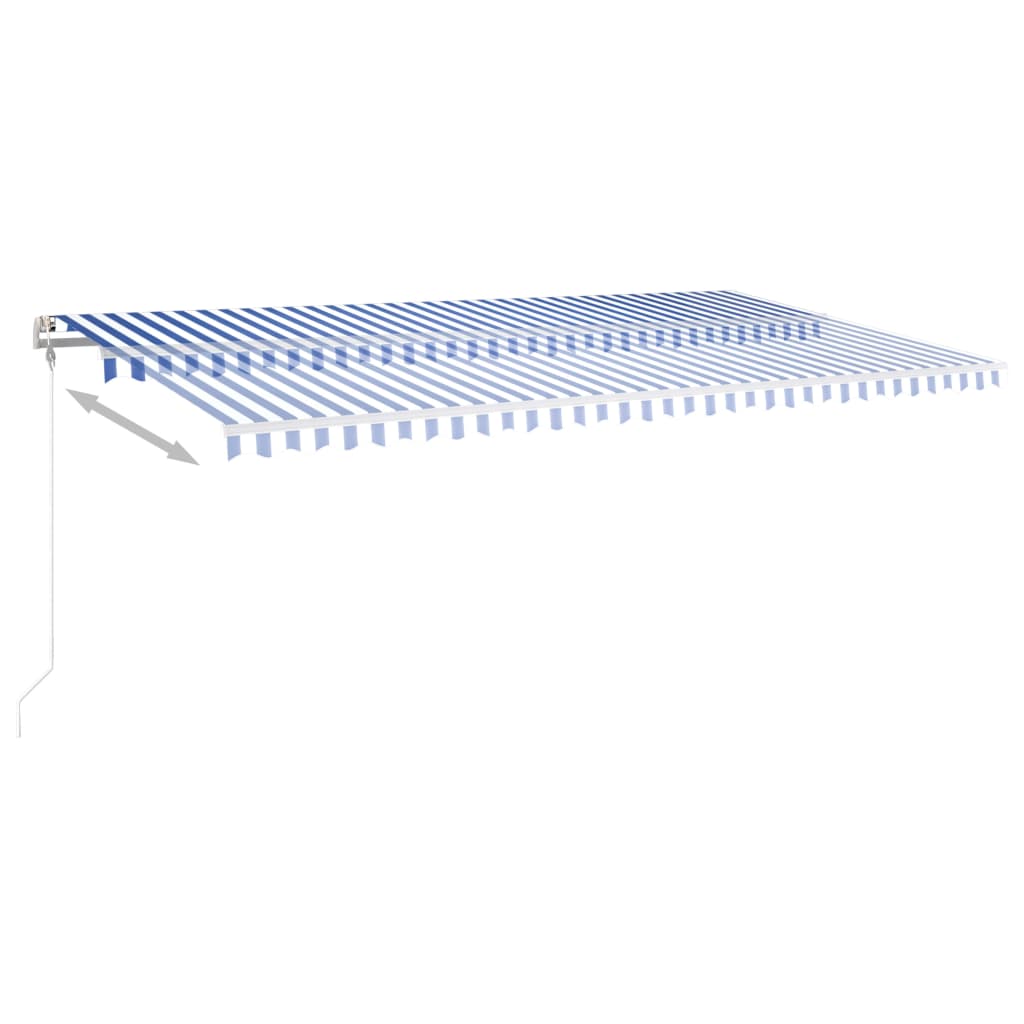 vidaXL Auvent manuel rétractable avec LED 6x3,5 m Bleu et blanc
