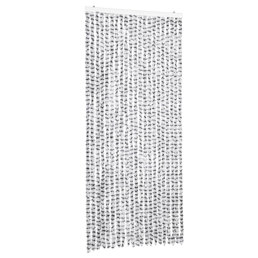 vidaXL Rideau anti-mouches gris clair et gris foncé 90x200 cm chenille