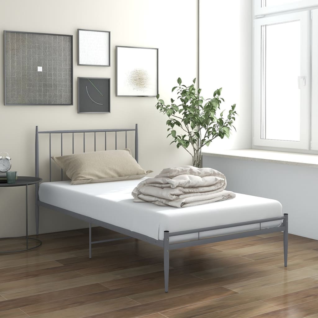 vidaXL Cadre de lit sans matelas gris métal 100x200 cm