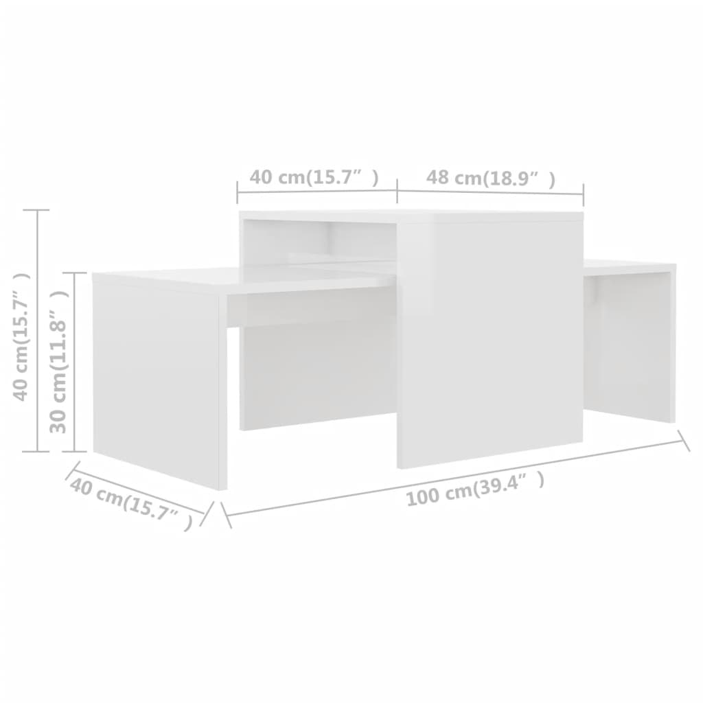 vidaXL Ensemble de table basse Blanc brillant Bois d’ingénierie