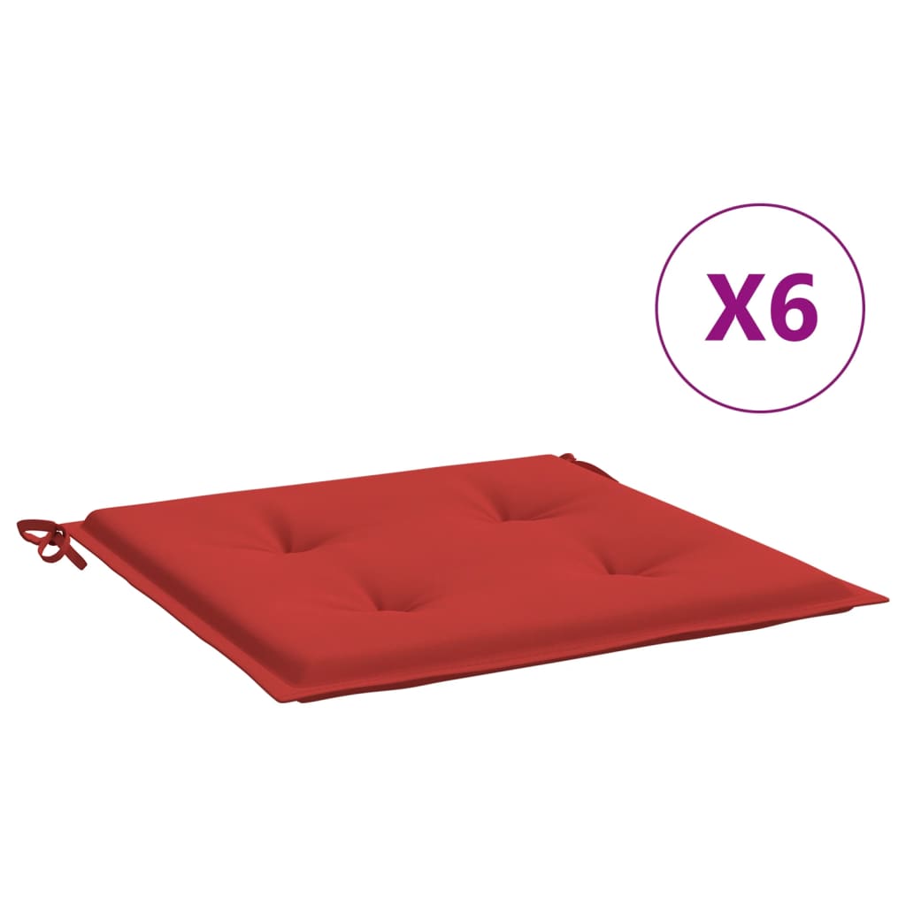 vidaXL Coussins de chaise jardin lot de 6 rouge 50x50x3cm tissu oxford