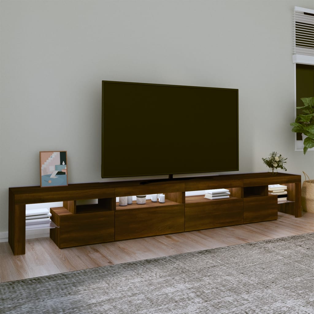 vidaXL Meuble TV avec lumières LED Chêne marron 260x36,5x40 cm