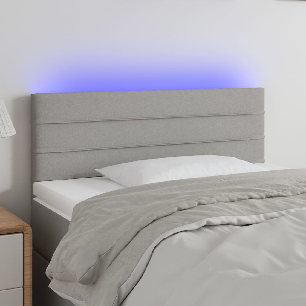vidaXL Tête de lit à LED Gris clair 90x5x78/88 cm Tissu