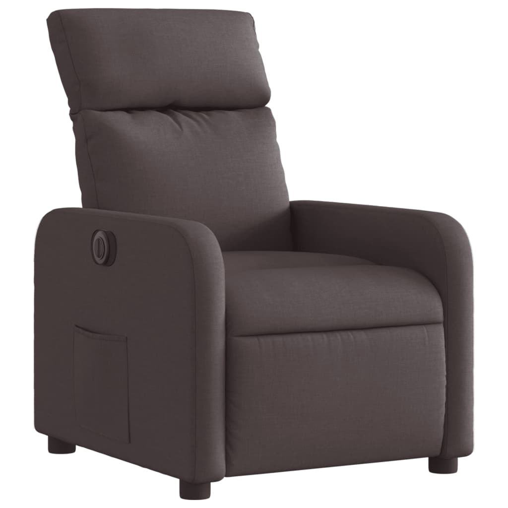 vidaXL Fauteuil inclinable électrique Marron foncé Tissu