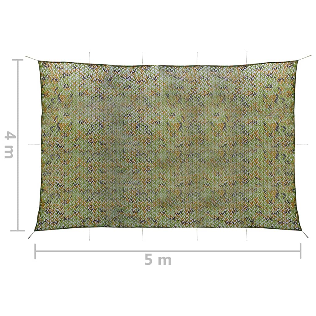 vidaXL Filet de camouflage avec sac de rangement 4x5 m Vert