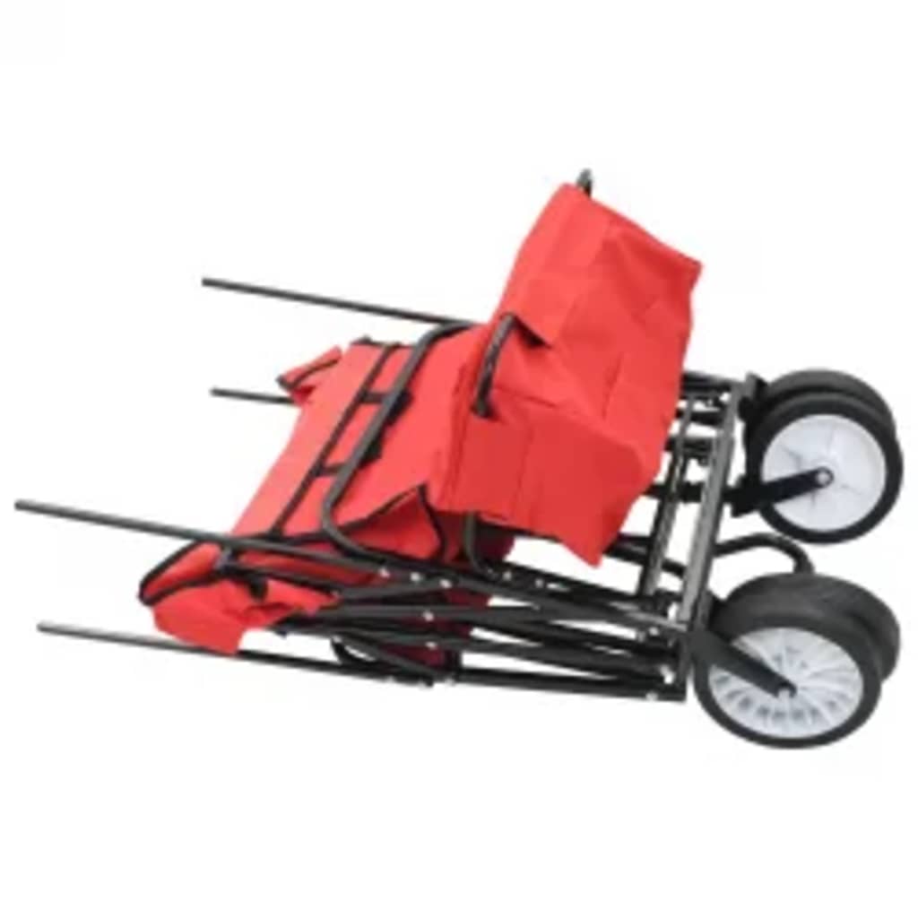 vidaXL Chariot à main pliable avec toit Acier Rouge