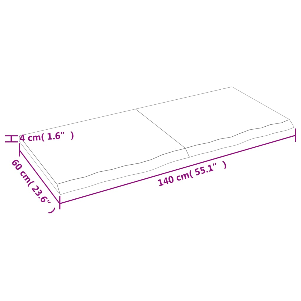 vidaXL Comptoir de salle de bain 140x60x(2-4)cm bois massif non traité