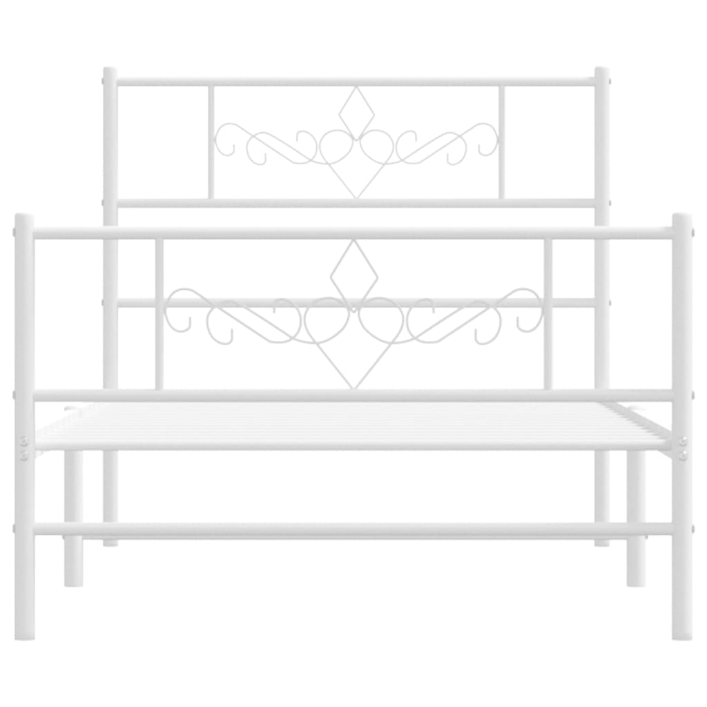 vidaXL Cadre de lit métal sans matelas et pied de lit blanc 100x200 cm