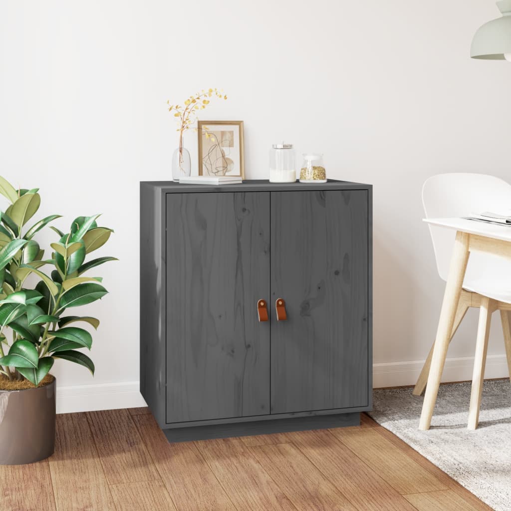 vidaXL Buffet Gris 65,5x40x75 cm Bois massif de pin