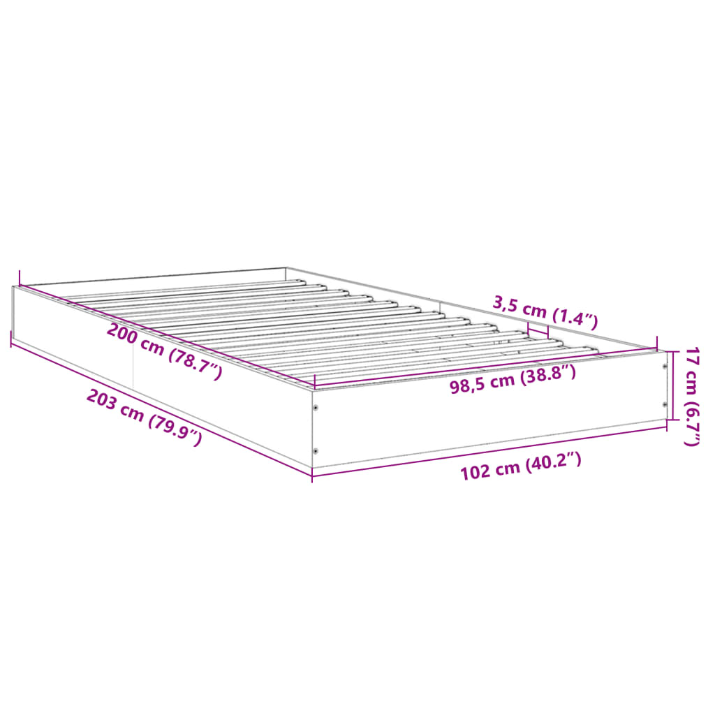 vidaXL Cadre de lit sans matelas chêne sonoma 100x200 cm