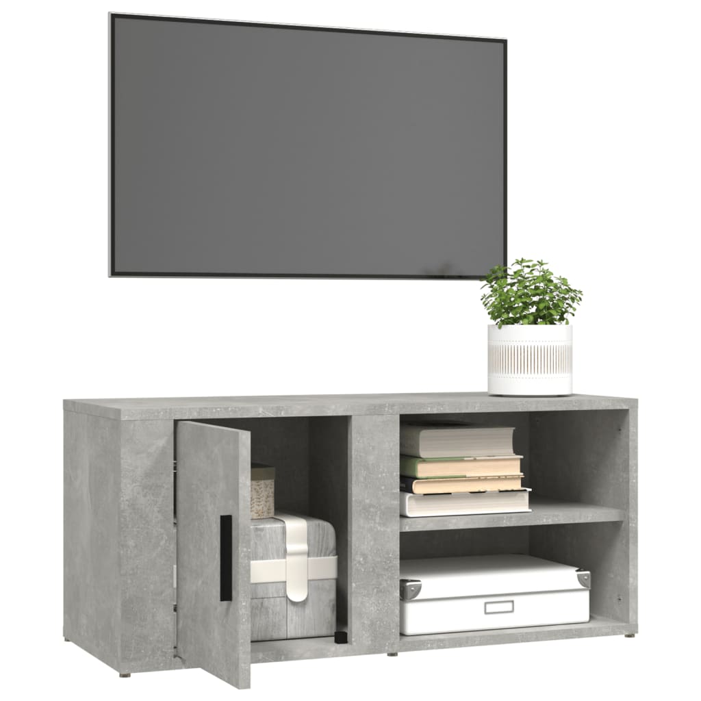 vidaXL Meuble TV Gris béton 80x31,5x36 cm Bois d'ingénierie