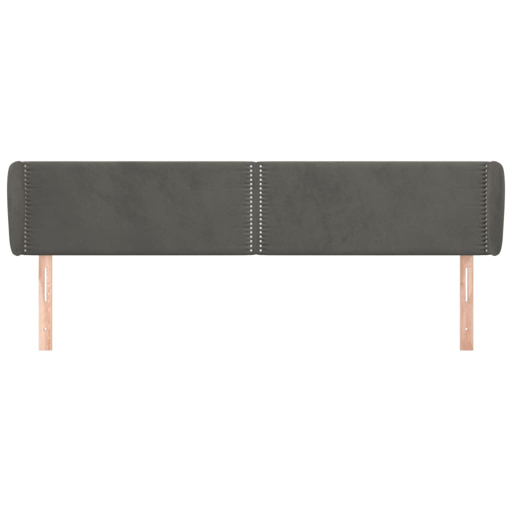 vidaXL Tête de lit avec oreilles Gris foncé 203x23x78/88 cm Velours