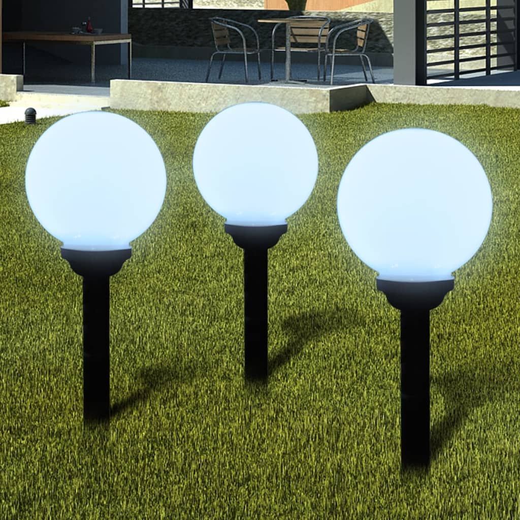 vidaXL Lampes d'allée à LED 3 pcs 20 cm avec piquet de sol