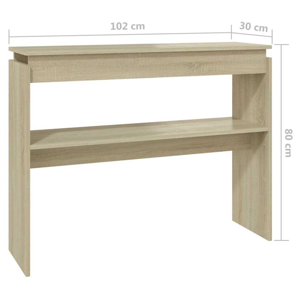 vidaXL Table console chêne sonoma 102x30x80 cm bois d'ingénierie