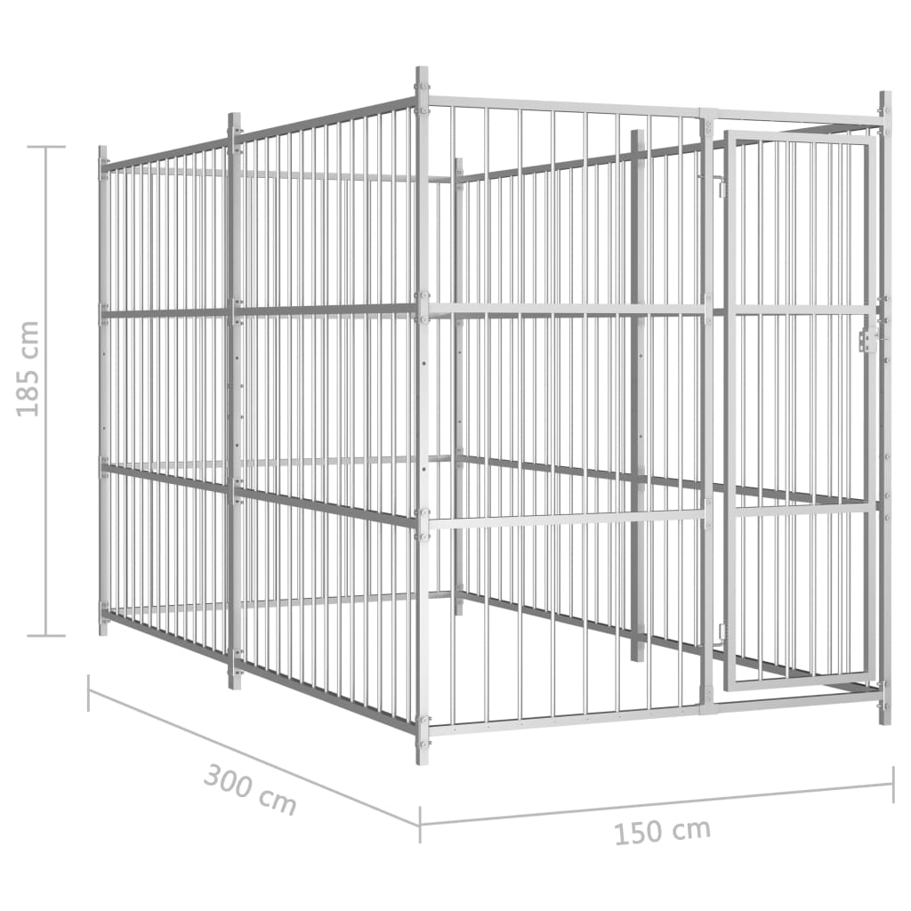 vidaXL Chenil d'extérieur pour chiens 300x150x185 cm