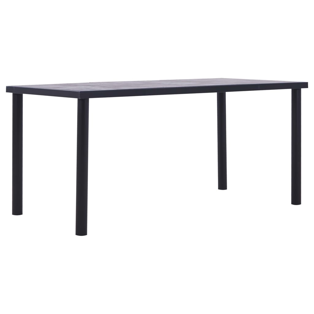 vidaXL Table de salle à manger Noir et gris béton 160x80x75 cm MDF