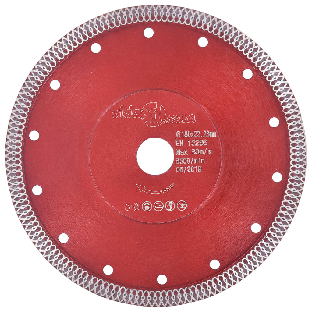vidaXL Disque de coupe diamanté avec trous Acier 180 mm