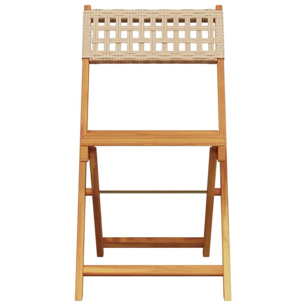 vidaXL Chaises de bistrot lot de 2 beige bois massif d'acacia et rotin