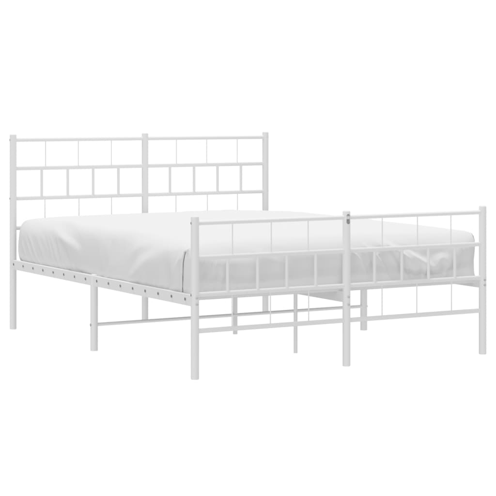 vidaXL Cadre de lit métal sans matelas et pied de lit blanc 150x200 cm