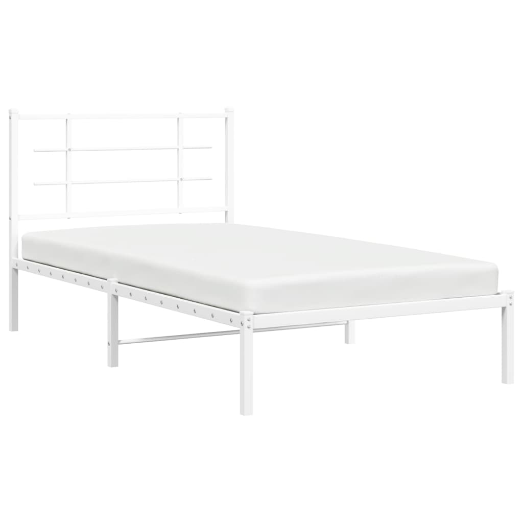 vidaXL Cadre de lit métal sans matelas et tête de lit blanc 100x190 cm