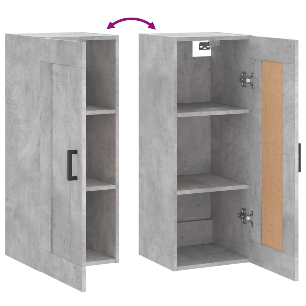 vidaXL Armoire murale gris béton 34,5x34x90 cm bois d'ingénierie