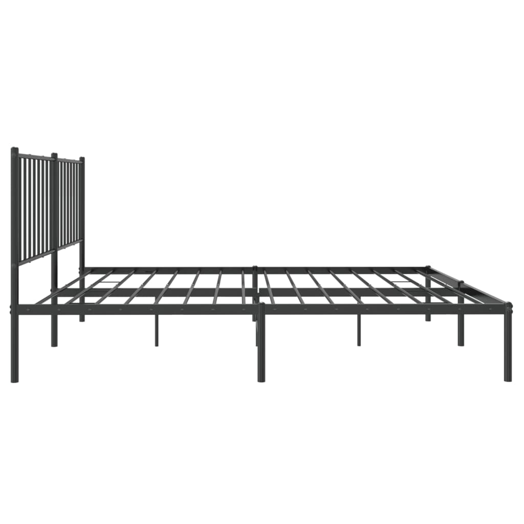 vidaXL Cadre de lit métal sans matelas avec tête de lit noir 135x190cm