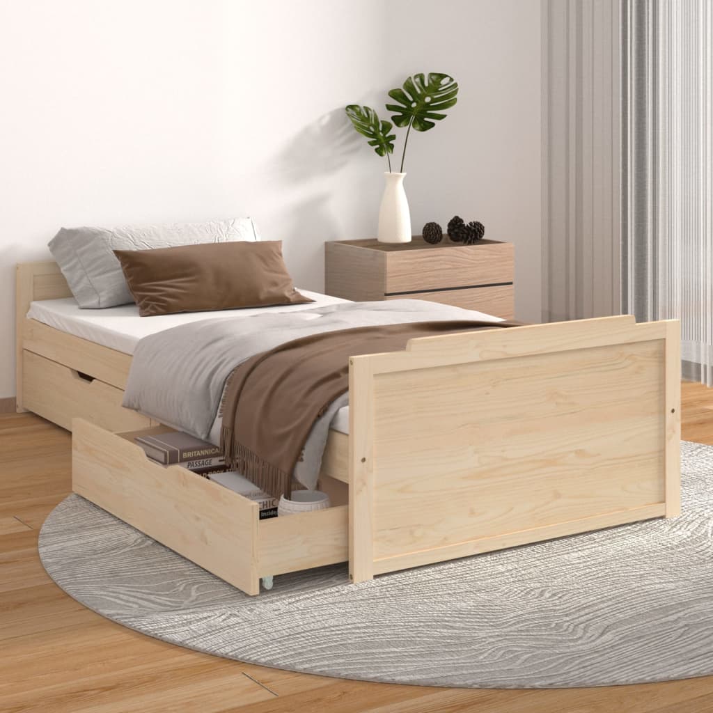 vidaXL Cadre de lit avec tiroirs Bois de pin massif 90x200 cm