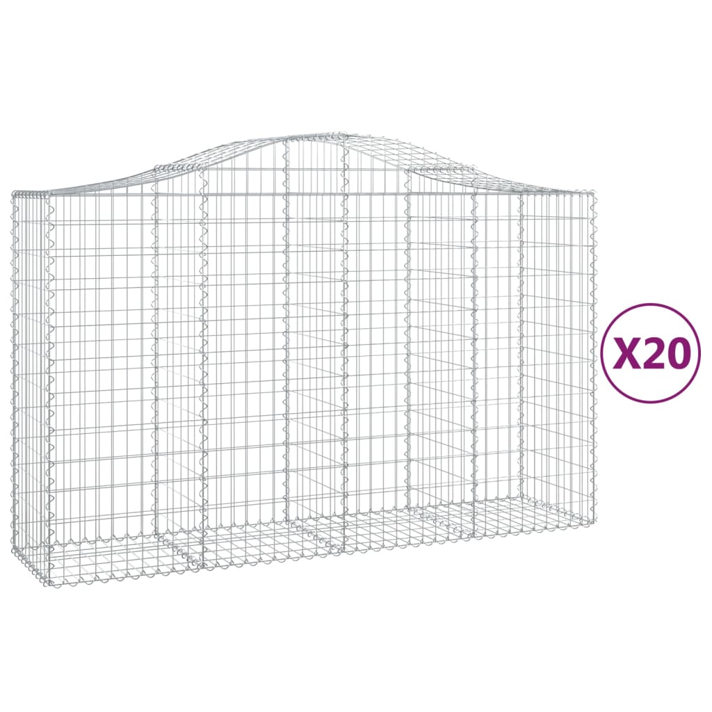 vidaXL Paniers à gabions arqués 20 pcs 200x50x120/140 cm Fer galvanisé