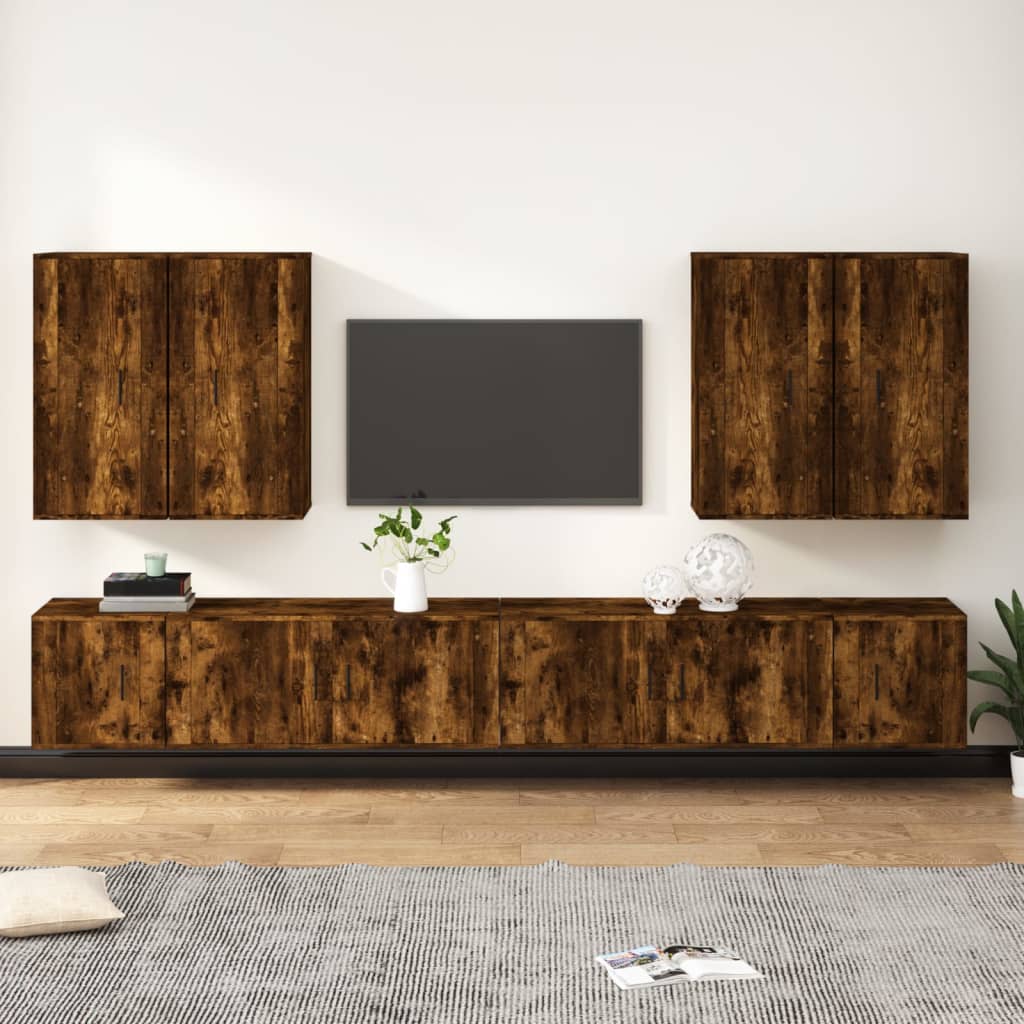 vidaXL Ensemble de meubles TV 8 pcs Chêne fumé Bois d'ingénierie