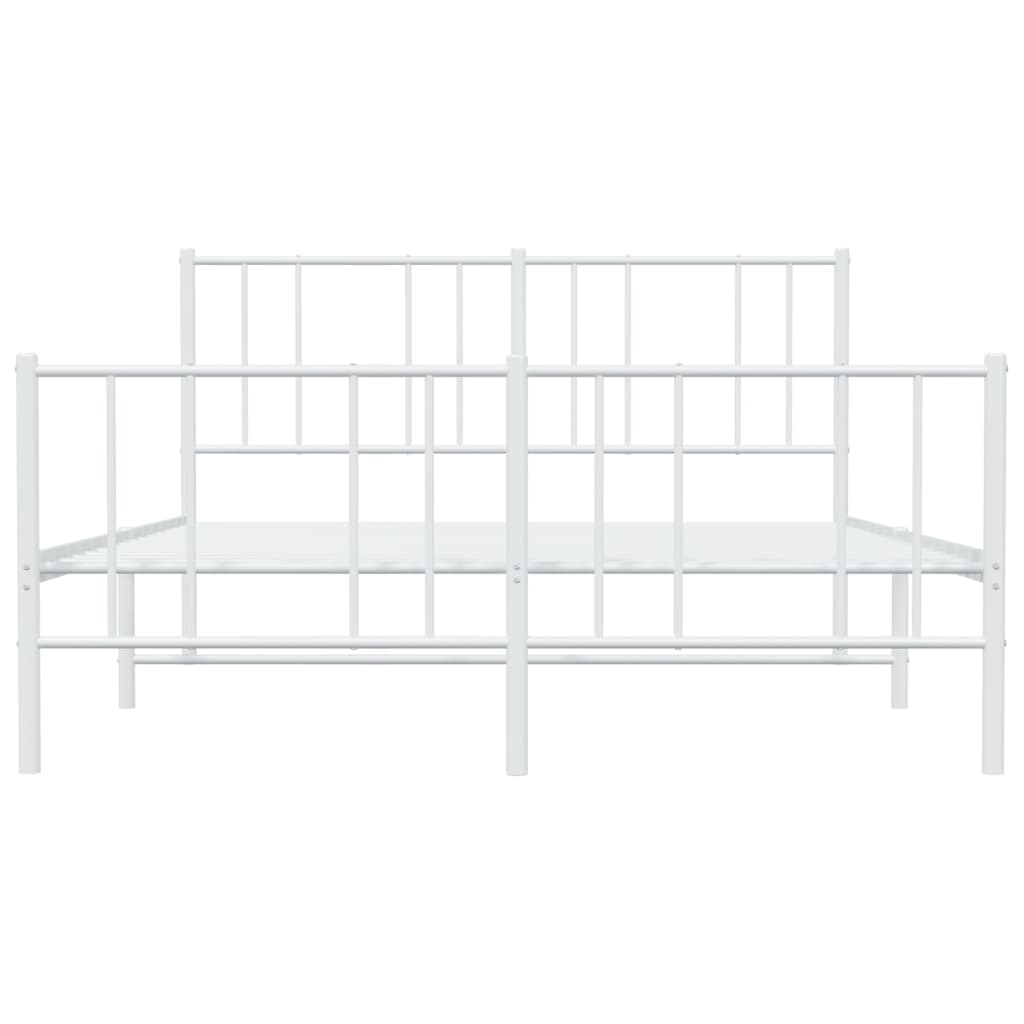 vidaXL Cadre de lit métal sans matelas et pied de lit blanc 120x190 cm