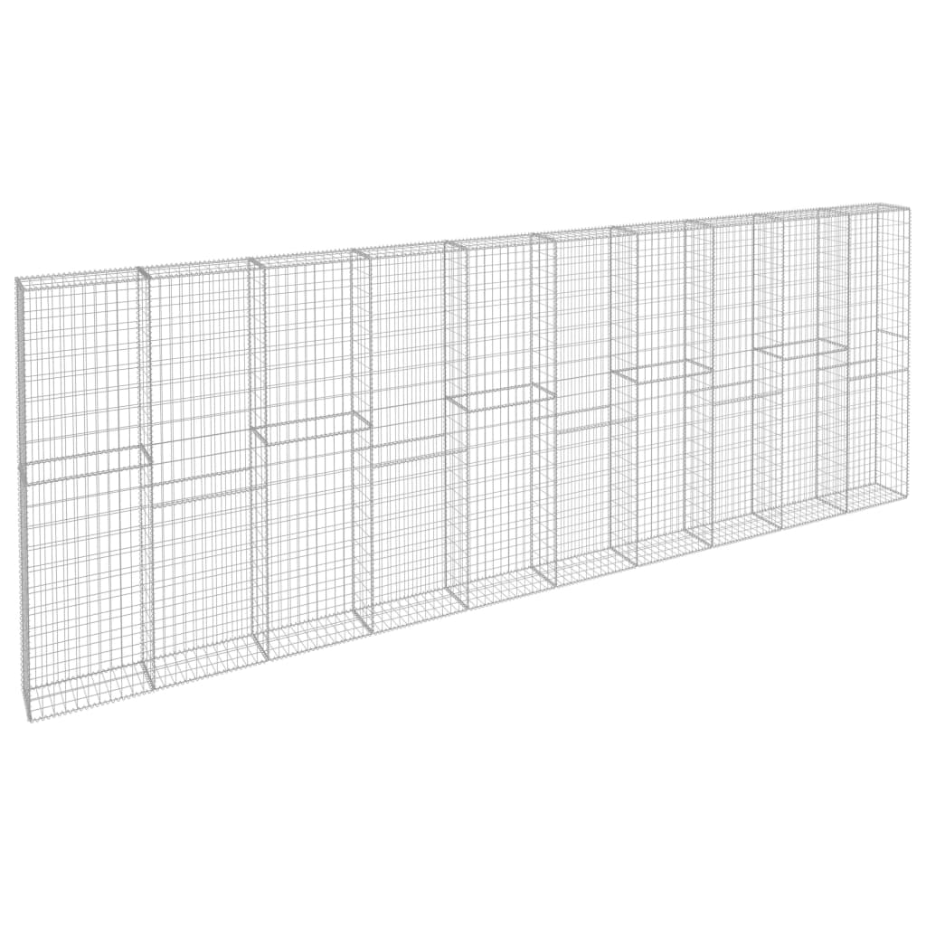 vidaXL Mur à gabion avec couvercles Acier galvanisé 600x30x200 cm