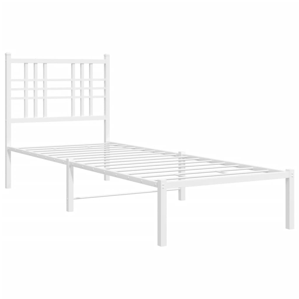 vidaXL Cadre de lit métal avec tête de lit blanc 80x200 cm