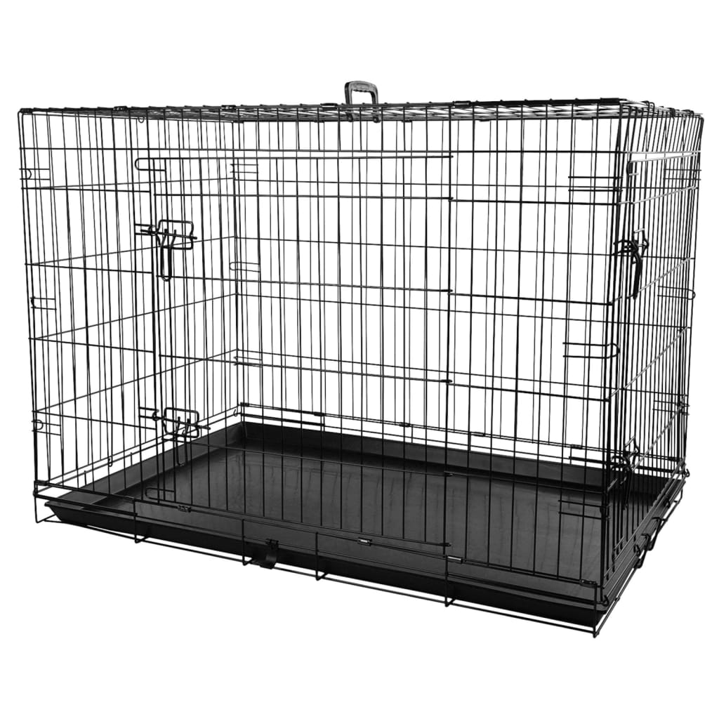 FLAMINGO Cage métallique animaux avec porte coulissante XL Noir