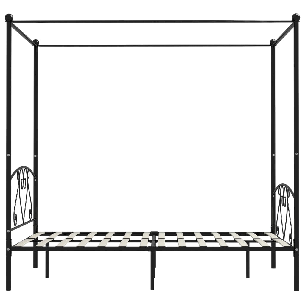 vidaXL Cadre de lit à baldaquin Noir Métal 140 x 200 cm
