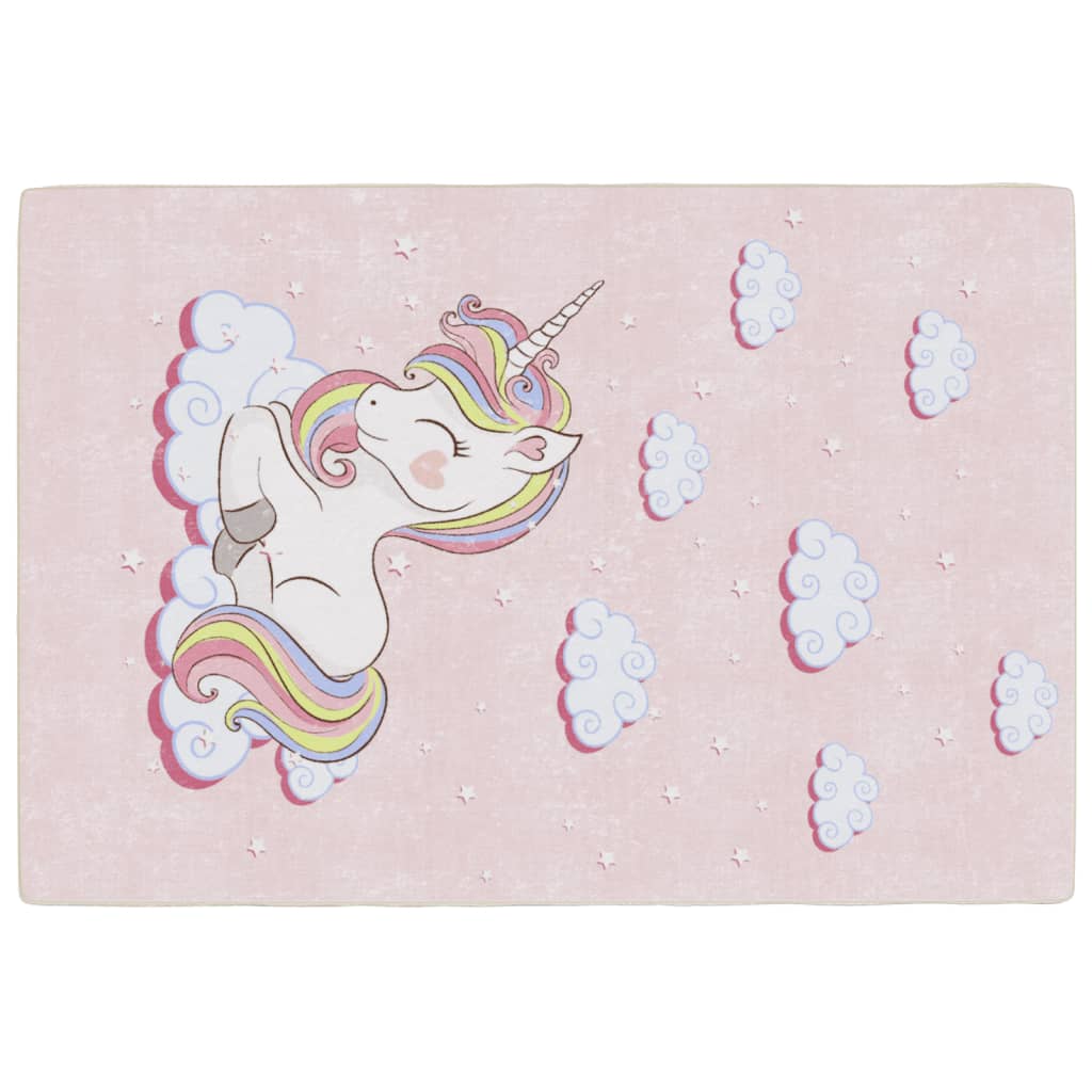 vidaXL Tapis enfants rose 160x230 cm licorne antidérapant lavable