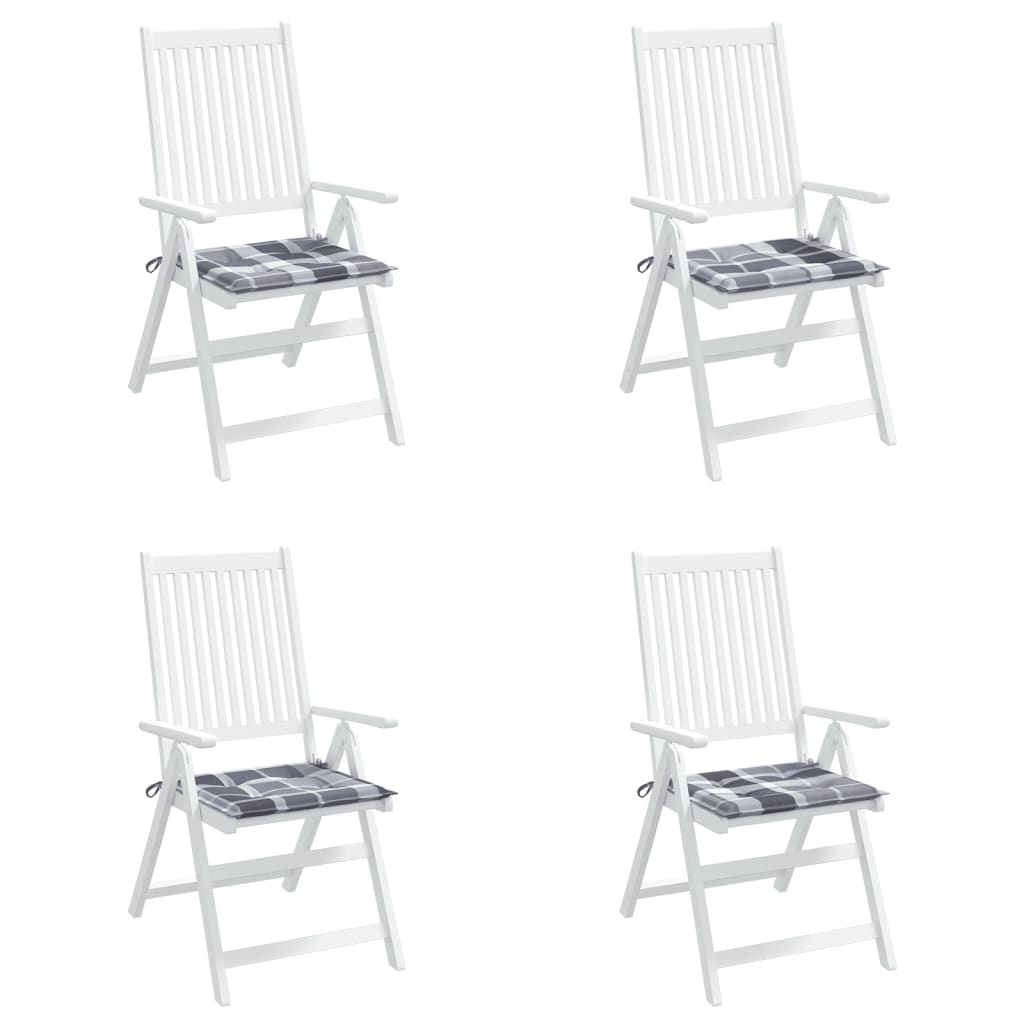 vidaXL Coussins de chaise de jardin 4 pcs carreaux gris 50x50x3 cm