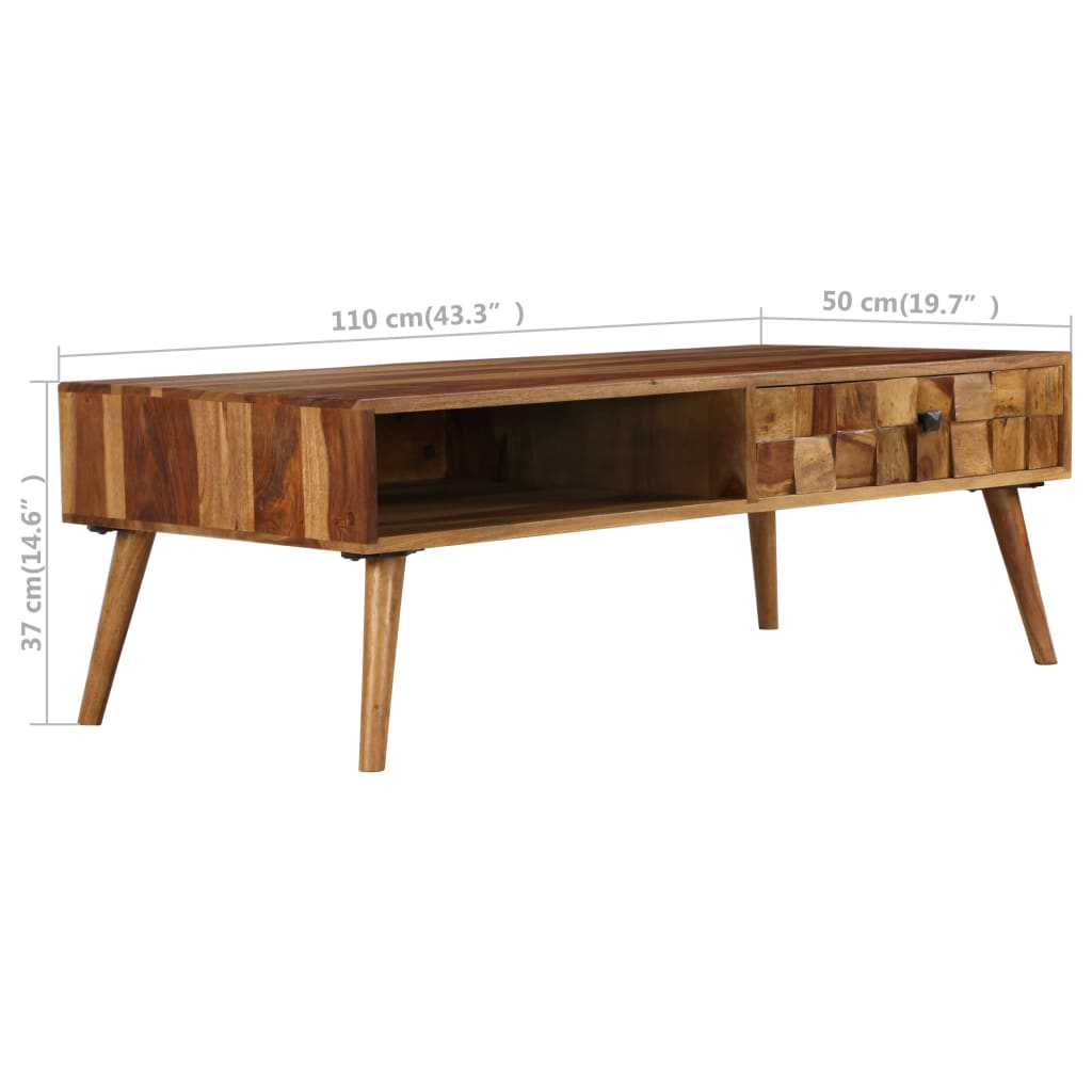 vidaXL Table basse Bois massif avec finition miel 110x50x37 cm