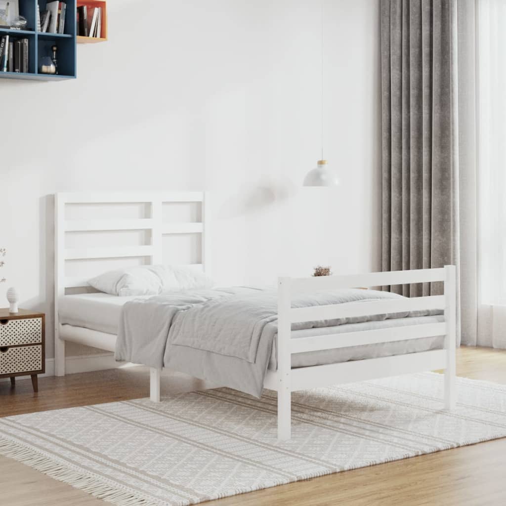 vidaXL Cadre de lit Blanc Bois massif 100x200 cm