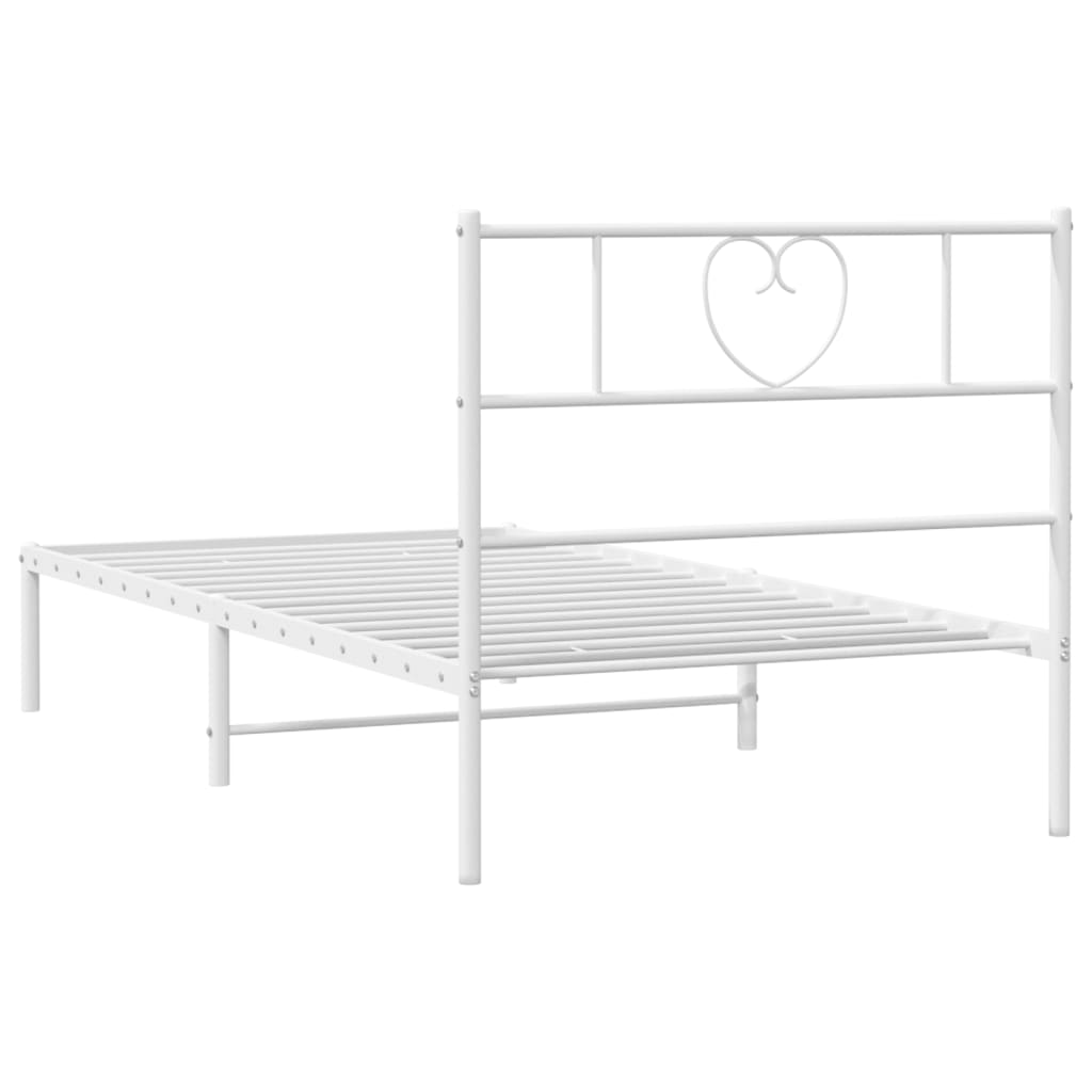 vidaXL Cadre de lit métal sans matelas et tête de lit blanc 100x190 cm