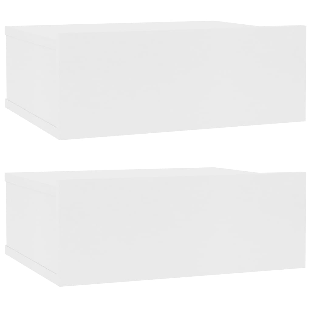vidaXL Tables de chevet flottantes 2 pcs Blanc 40x30x15 cm Aggloméré