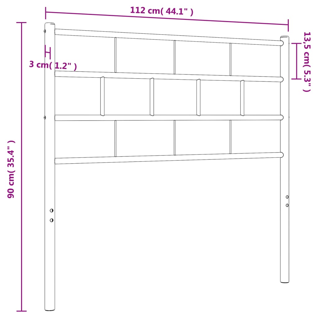 vidaXL Tête de lit métal blanc 100 cm