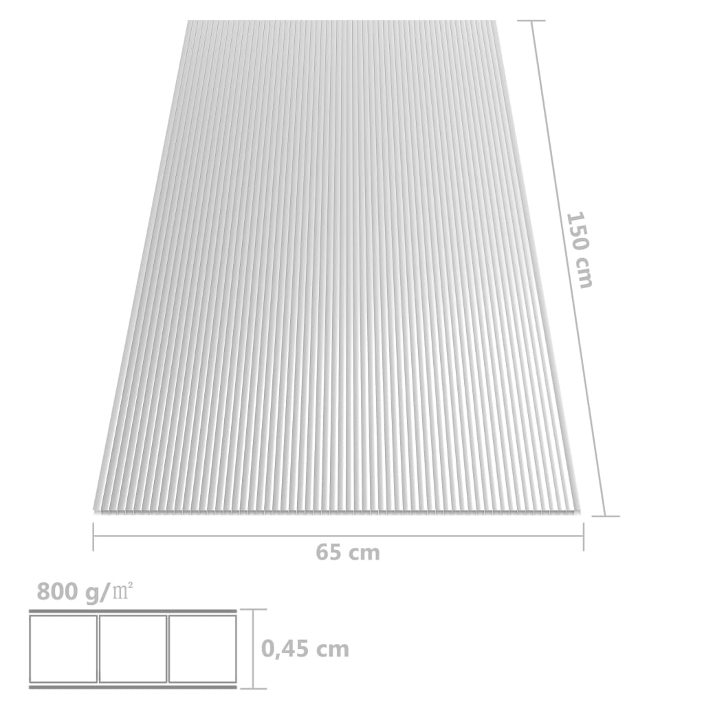 vidaXL Feuilles de polycarbonate 2 pcs 4,5 mm 150x65 cm