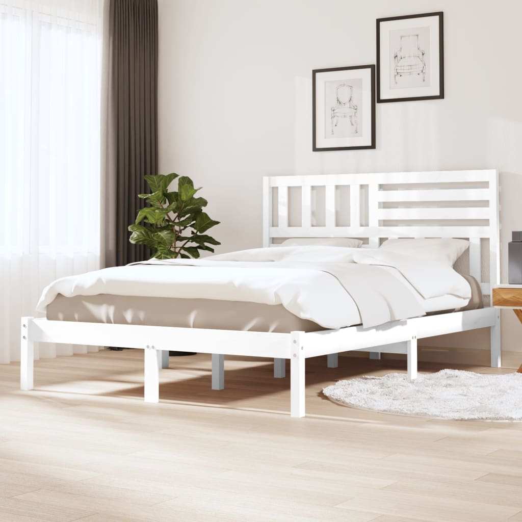 vidaXL Cadre de lit sans matelas blanc 150x200 cm bois de pin massif