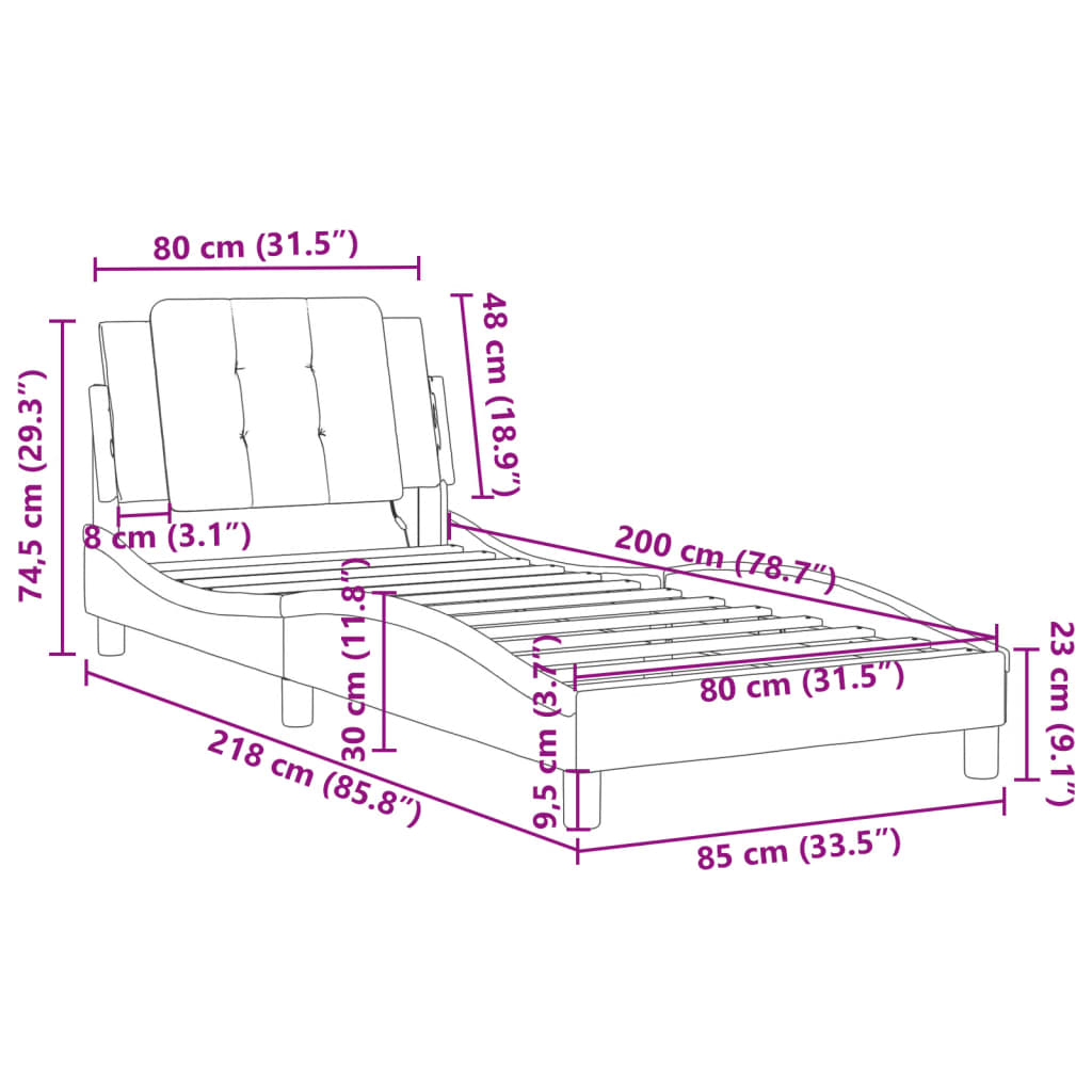 vidaXL Cadre de lit sans matelas blanc 80x200 cm similicuir