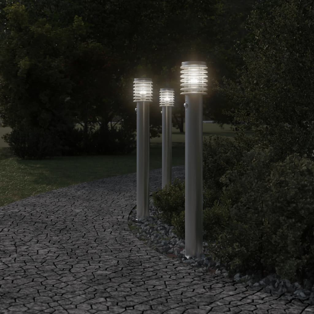 vidaXL Lampadaire d'extérieur avec capteur argenté acier inoxydable