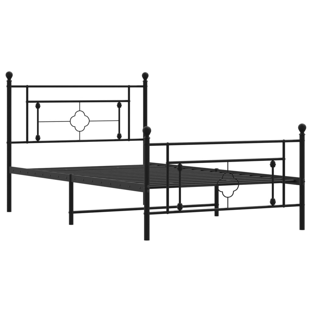 vidaXL Cadre de lit métal sans matelas avec pied de lit noir 107x203cm