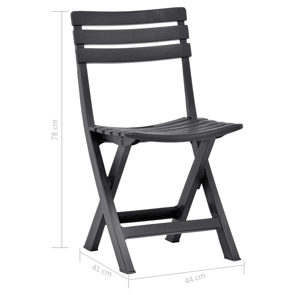 vidaXL Chaises de jardin pliables lot de 2 Plastique Anthracite